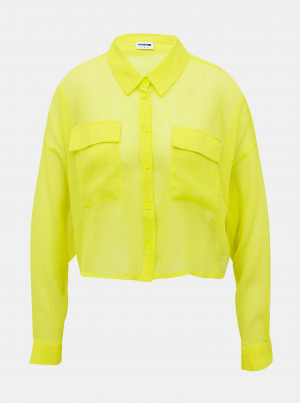 Neonově žlutá krátká průsvitná košile Noisy May Neno