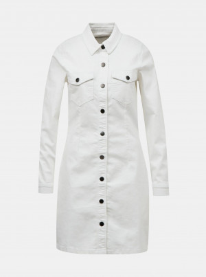 Bílé džínové košilové šaty Jacqueline de Yong Sanna