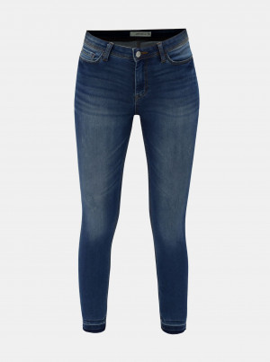 Modré skinny džíny s vyšisovaným efektem Jacqueline de Yong Jake