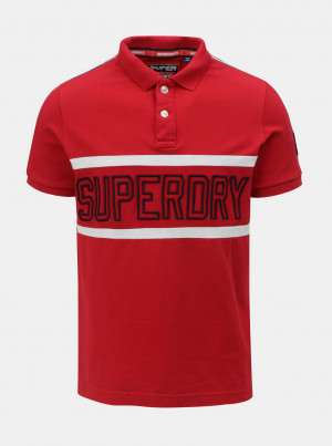 Červené pánské polo tričko s nášivkou na rukávu Superdry