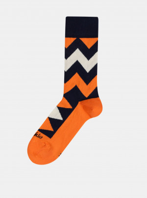 Oranžové vzorované ponožky Fusakle Cikcak  - 39-42