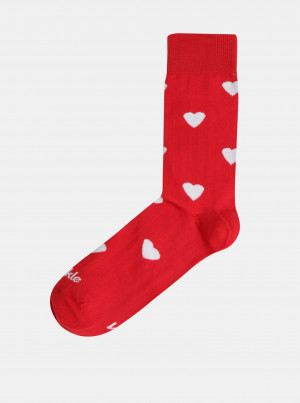 Červené vzorované ponožky Fusakle Láska - 35-38