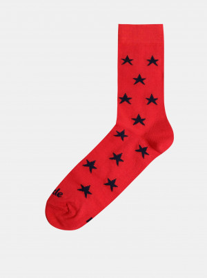 Červené vzorované ponožky Fusakle Hvězda - 39-42
