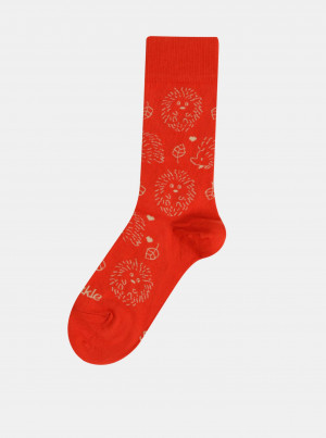 Červené vzorované ponožky Fusakle V zahradě - 35-38
