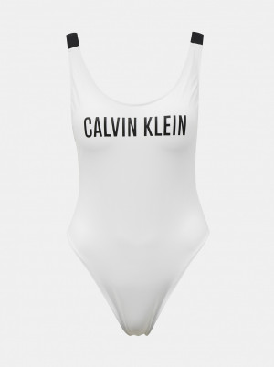 Calvin Klein bílé jednodílné plavky Scoop Back One Piece-RP