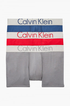 Calvin Klein barevný 3 pack boxerek Trunk 3PK Silver Shadow/Sierra Ruby/Seashore Blue