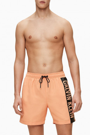 Calvin Klein oranžové pánské plavky Medium Drawstring s logem