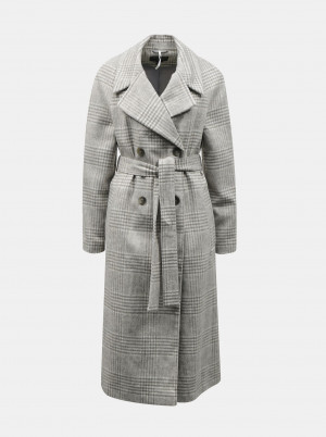 Šedý kostkovaný kabát Dorothy Perkins