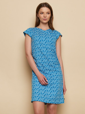 Tranquillo modré šaty se vzory