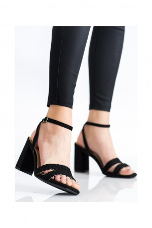 Dámské semišové sandálky na širokém podpatku K2012501NE - Kylie crazy Černá