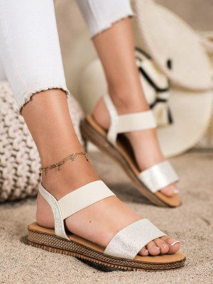 Luxusní dámské zlaté  sandály bez podpatku