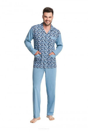 Rozepínací pánské pyžamo 797 3XL modrý 3XL