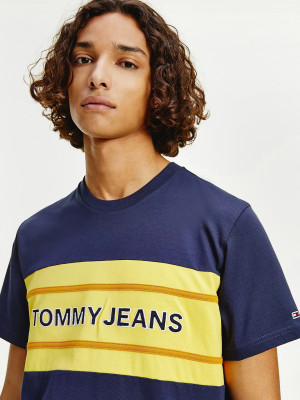 TJM Stripe Colorblock Tee Triko Tommy Jeans Modrá