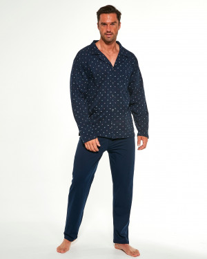 Pánské pyžamo Cornette 114/50 dl/r 3XL-5XL na knoflíky námořnická modrá 3XL
