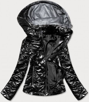 Lesklá černá dámská bunda (BR9756-1) czarny