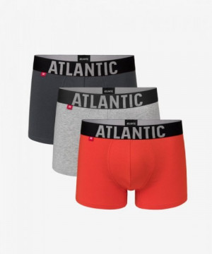 Atlantic 3SMH-003 khaki/šedé/oranžové Pánské boxerky 3 ks XXL vícebarevná