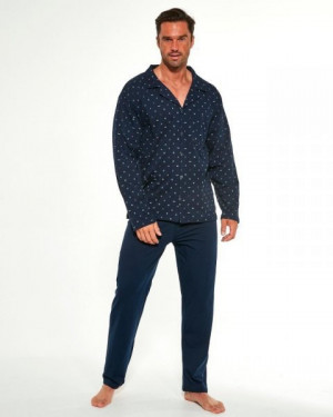 Cornette 114/50 Rozepínácí Pánské pyžamo plus size 3XL tmavě modrá