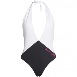 Jednodílné plavky KW0KW00975-BEH černobílá - Calvin Klein černo-bílá