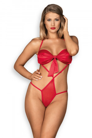 Erotické body Giftella teddy - OBSESSIVE červená S/M