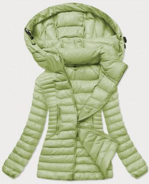 Pistáciová dámská bunda s kapucí (23032) zelená S (36)