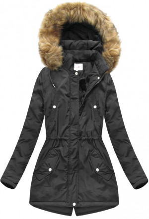 Teplá černá dámská zimní bunda s kapucí (7312) černá XXL (44)