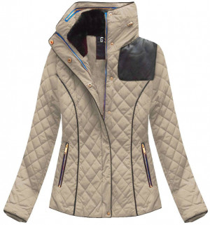 Krátká béžová prošívaná dámská zimní bunda (WZ105) Béžová S (36)