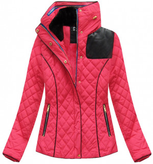 Krátká růžová prošívaná dámská zimní bunda (WZ105) Růžová S (36)