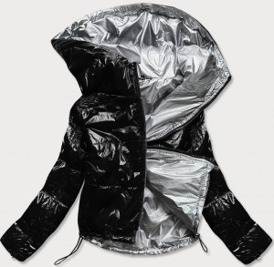 Černá lesklá prošívaná dámská bunda (B9560) černá M (38)