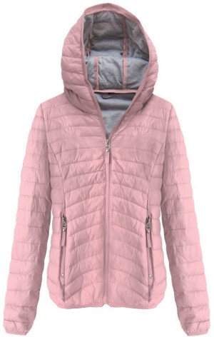 Prošívaná bunda ve starorůžové barvě s kapucí (B1078-30) Růžová S (36)