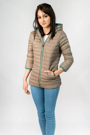 Teplá dámská zimní bunda v kakaové barvě s kapucí (CX583W) Hnědá S (36)