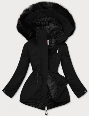 Černá zimní dámská bunda s kožešinovou podšívkou (W558BIG) černá