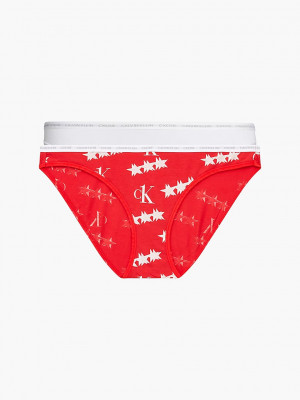 Dámské kalhotky 000QD3789E - W5H - Červená, bílá - Calvin Klein červená