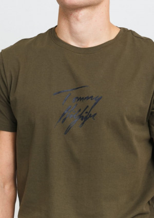 Pánské tričko Tommy Hilfiger UM0UM01787 L Olivová