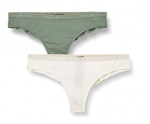 Dámské brazilské kalhotky 2 pack 163337 1A223 - 75910 - zelená/bílá - Emporio Armani zeleno-bílá
