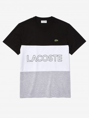 Bílo-černé pánské pruhované tričko Lacoste