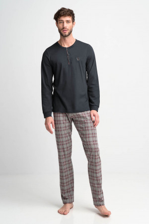 Vamp - Pohodlné dvoudílné pánské pyžamo 15950 - Vamp dark gray m