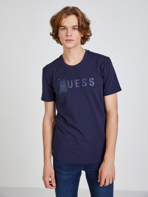 Tmavě modré pánské tričko Guess Belty