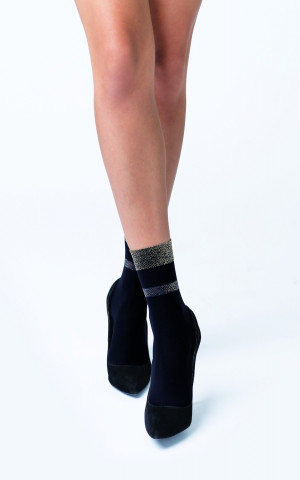 Dámské ponožky Knittex 22116 Beatrice Lurex 40 den nero/zlatá Univerzální