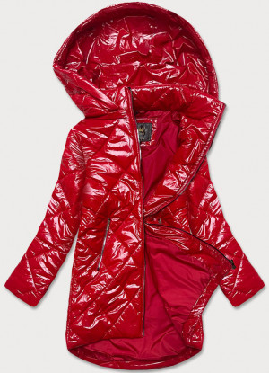Lesklá červená prošívaná dámská bunda (LD7259BIG) Červená