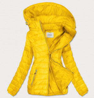 Žlutá dámská prošívaná bunda s odepínací kapucí (B0106) Žlutá S (36)