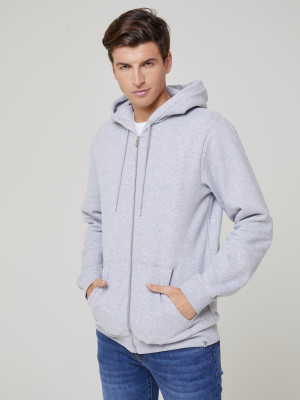 Big Star Mikina s kapucí na zip Sweat 171496 Grey Knitted-901