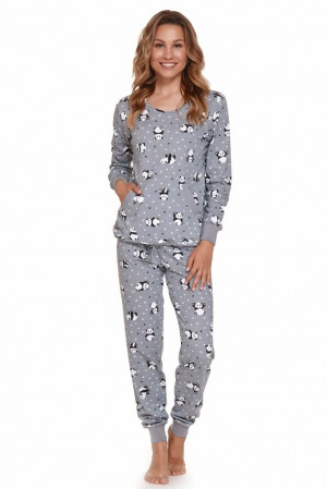 Dámské pyžamo Stela šedé s pandami šedá
