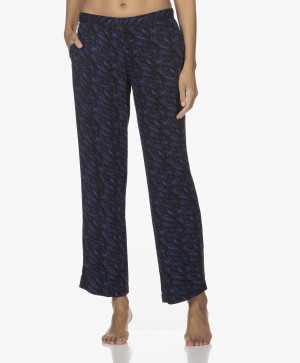 Dámské pyžamové kalhoty QS6028E VFR - modročerná - Calvin Klein modrá - černá