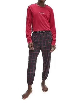 Pánské pyžamo NM2178E - V5N - vínová - Calvin Klein burgundsko-černá