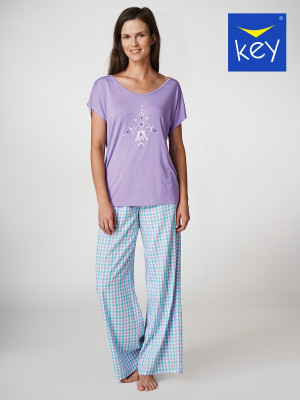 Dámské pyžamo Key LNS 413 A22 S-XL fialová kontrola