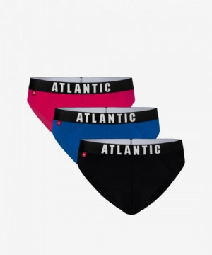 Atlantic 3MP-094 růžové/modré/tmavě modré Pánské slipy 3 ks XXL vícebarevná
