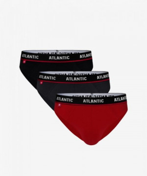 Atlantic 3MP-123 černé/grafitové/červené Pánské slipy 3 ks XXL vícebarevná