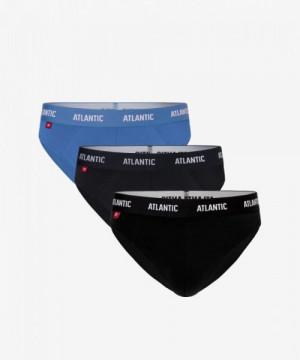Atlantic 3MP-128 modré/grafitové/černé Pánské slipy 3 ks XXL vícebarevná