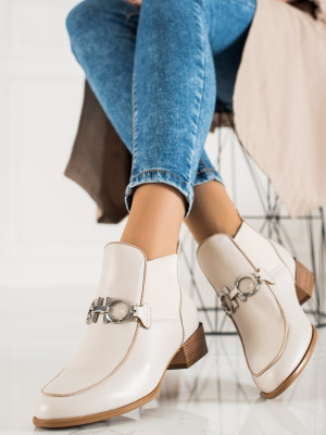 Trendy hnědé  kotníčkové boty dámské na širokém podpatku