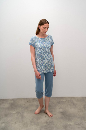 Vamp - Dámské pyžamo 16075 - Vamp modrá veselá s
